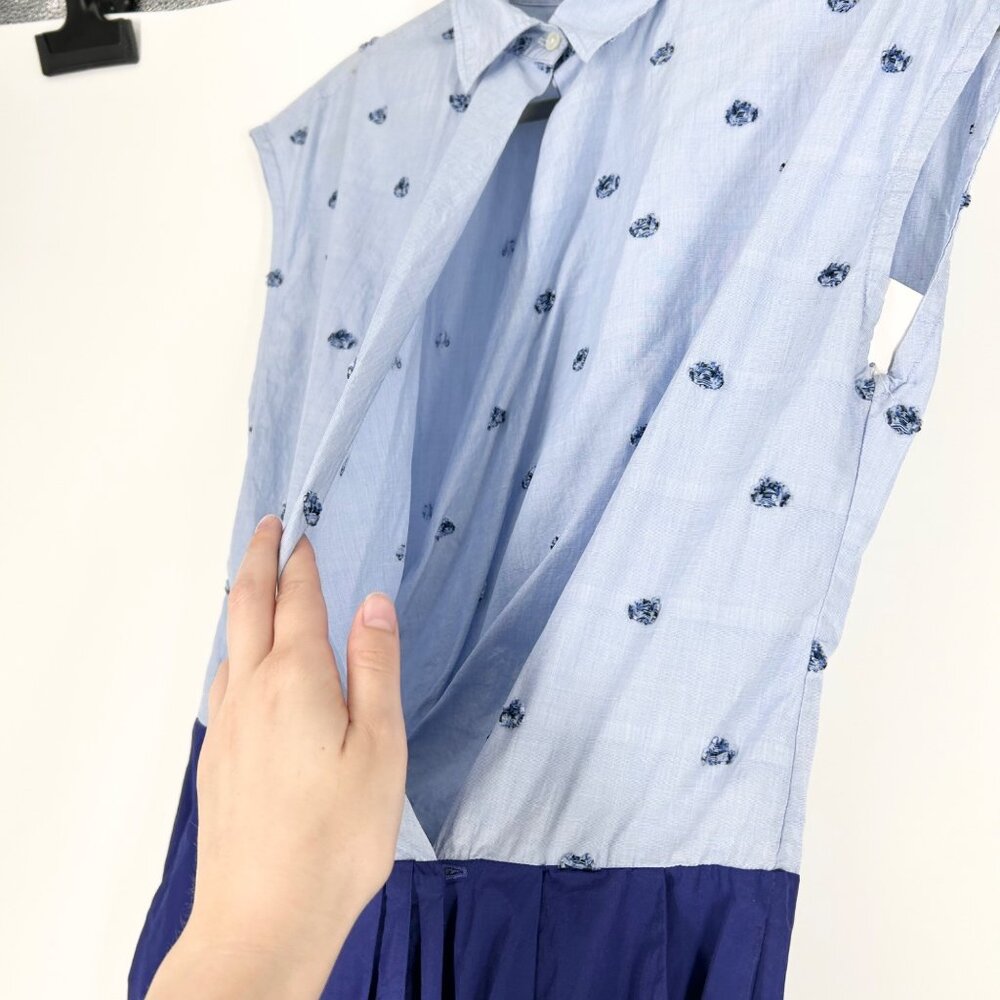 Sara Roka Blue Button Wrap Shirt Dress - Picture 7 of 11